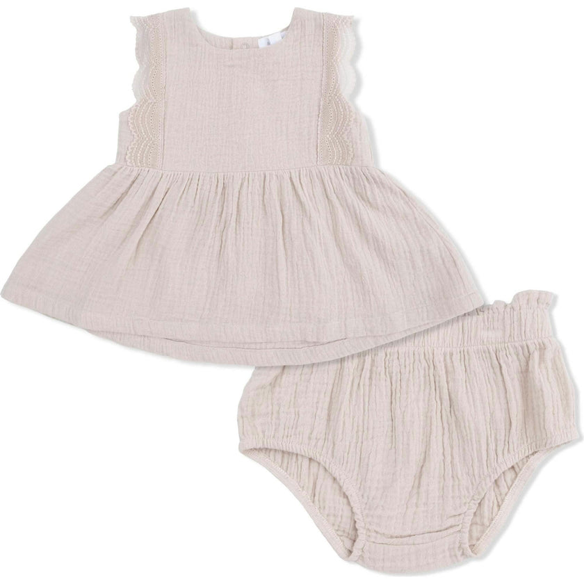 Solid Muslin French Oak - Babydoll Top with Mod Bloomer