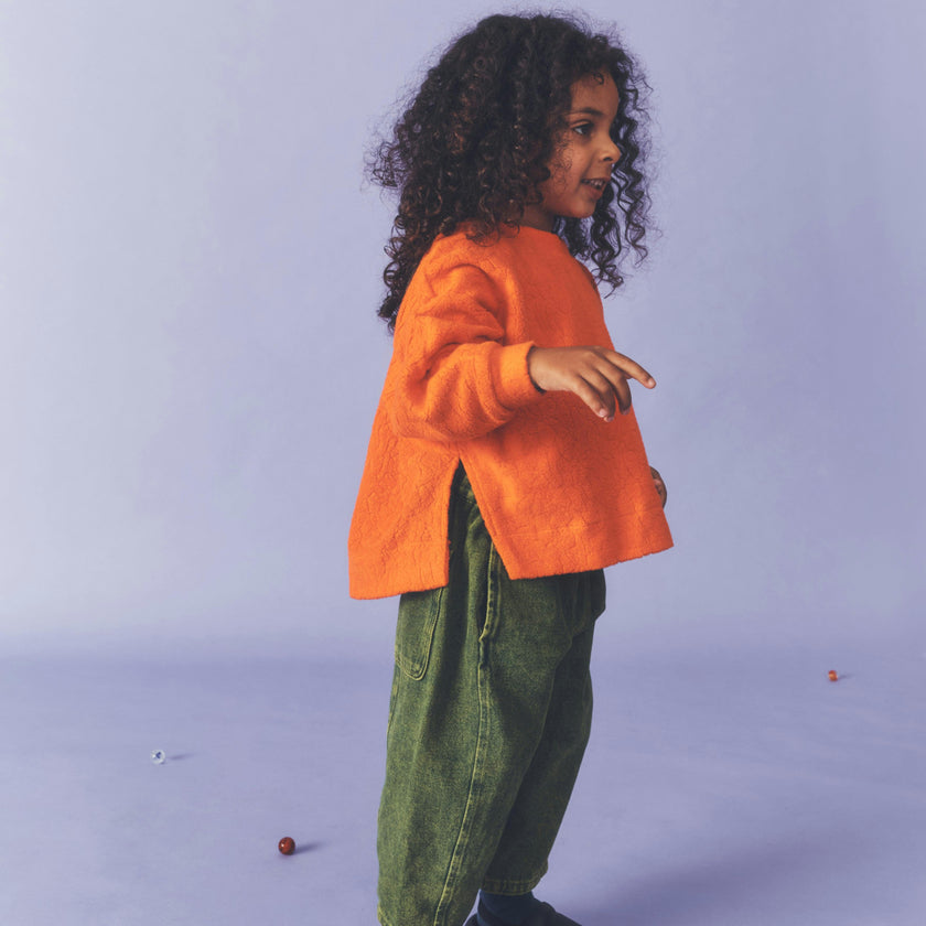 Kids Riverson Orange Teddy Sweatshirt