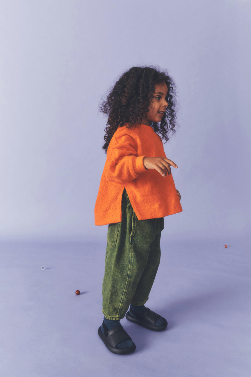 Kids Riverson Orange Teddy Sweatshirt