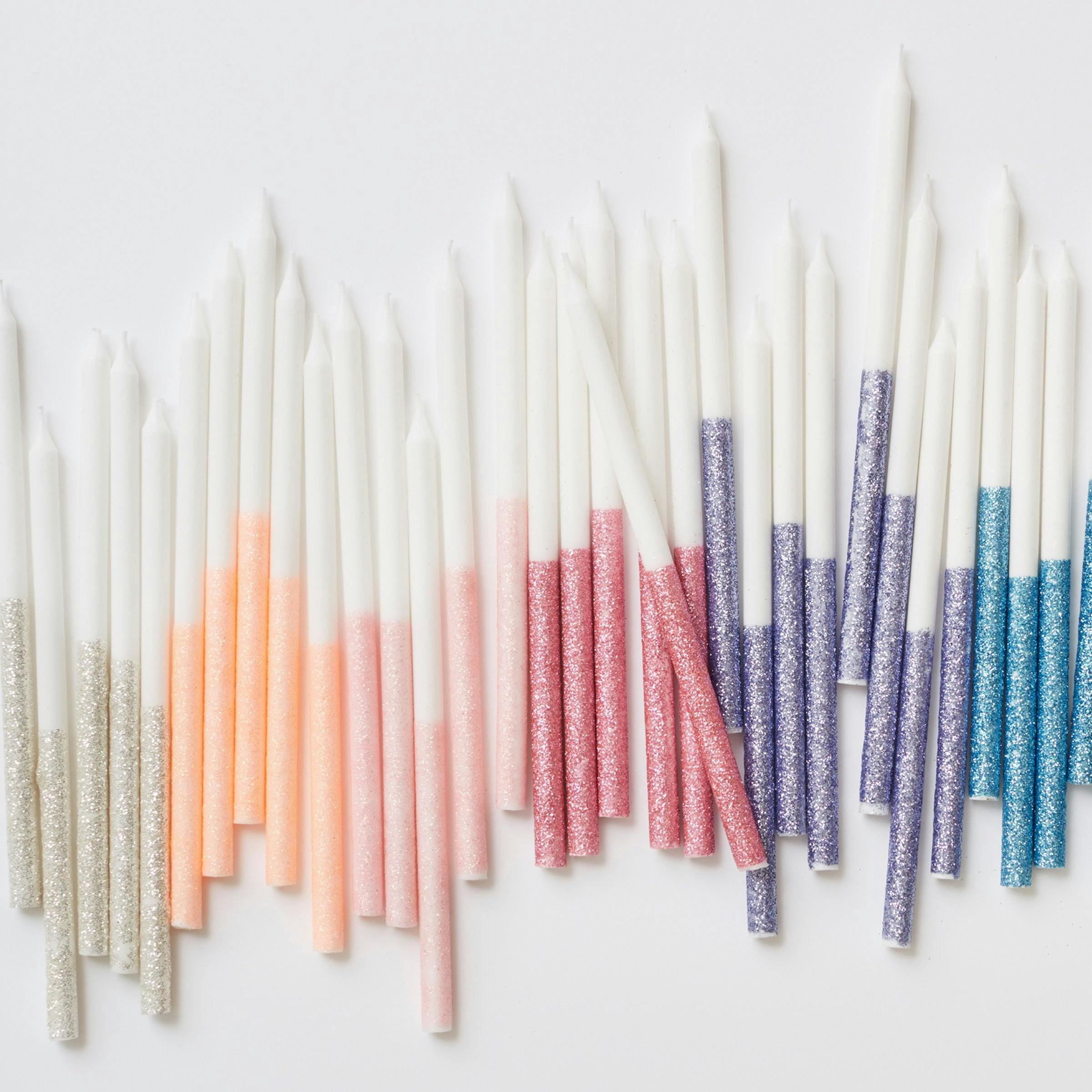 Pale Pink Glitter Dipped Candles