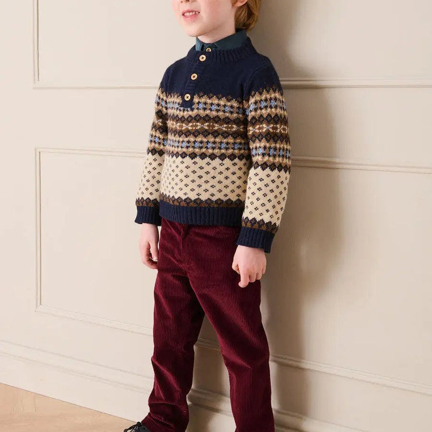 Corduroy Five Pocket Trousers in Burgundy (4-10yrs)