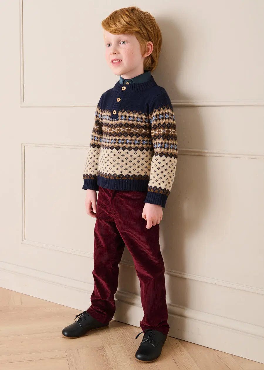 Corduroy Five Pocket Trousers in Burgundy (4-10yrs)