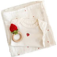 Swaddle Onesie and Teether Set - Strawberry