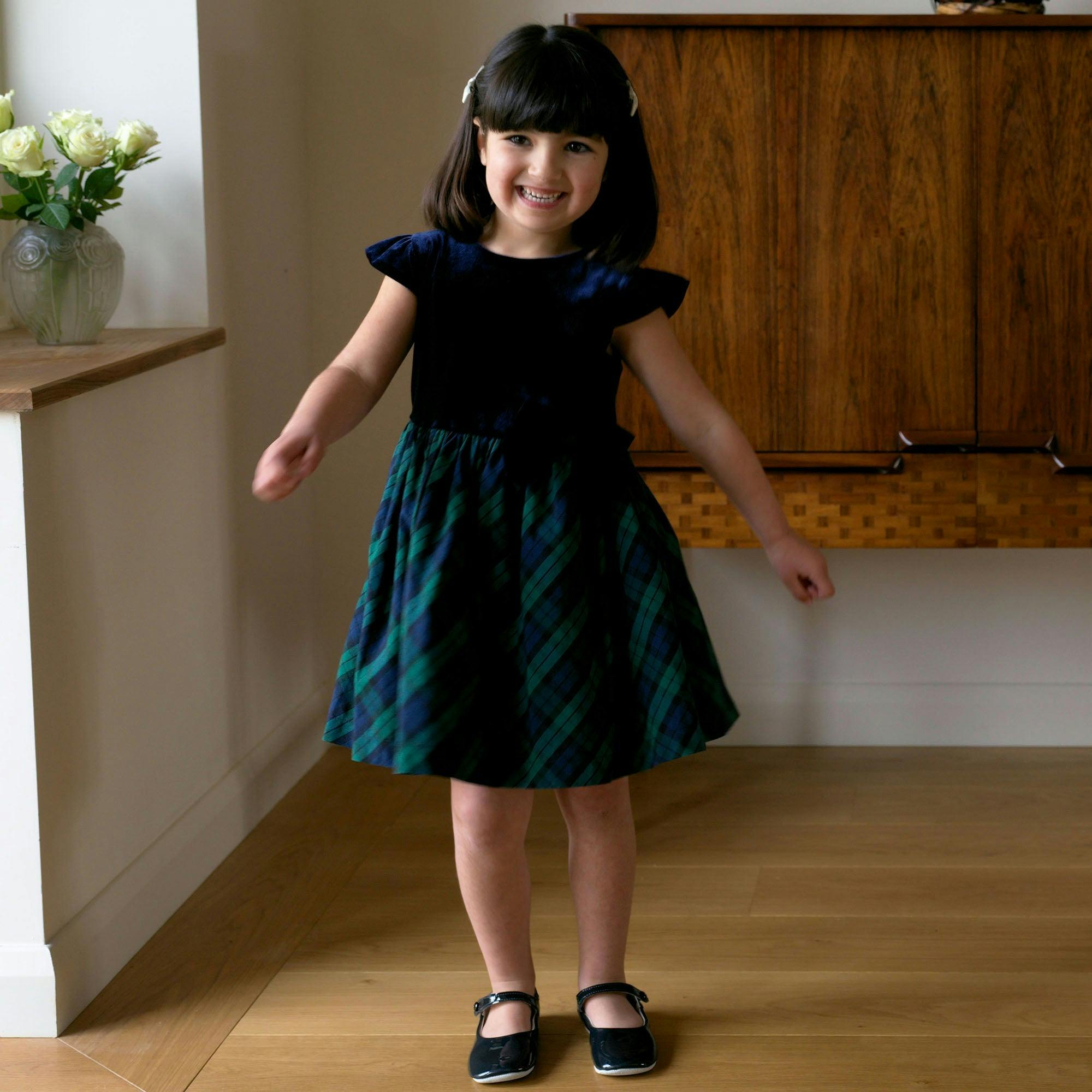 Velvet Blackwatch Check Party Dress