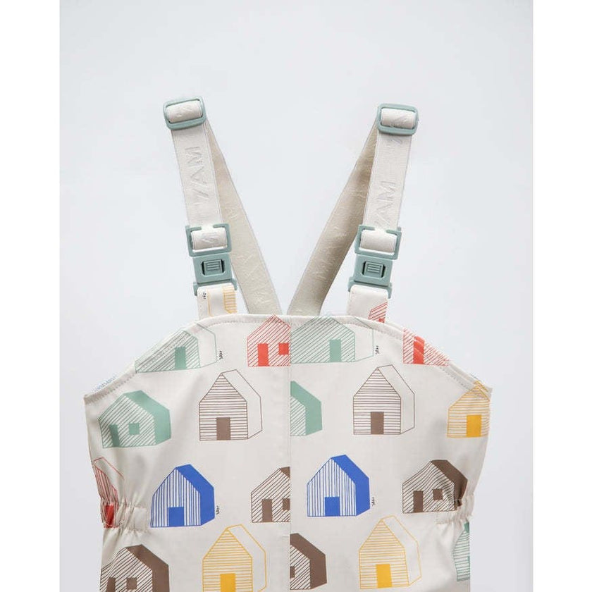 House Print Rain Suspender Pants