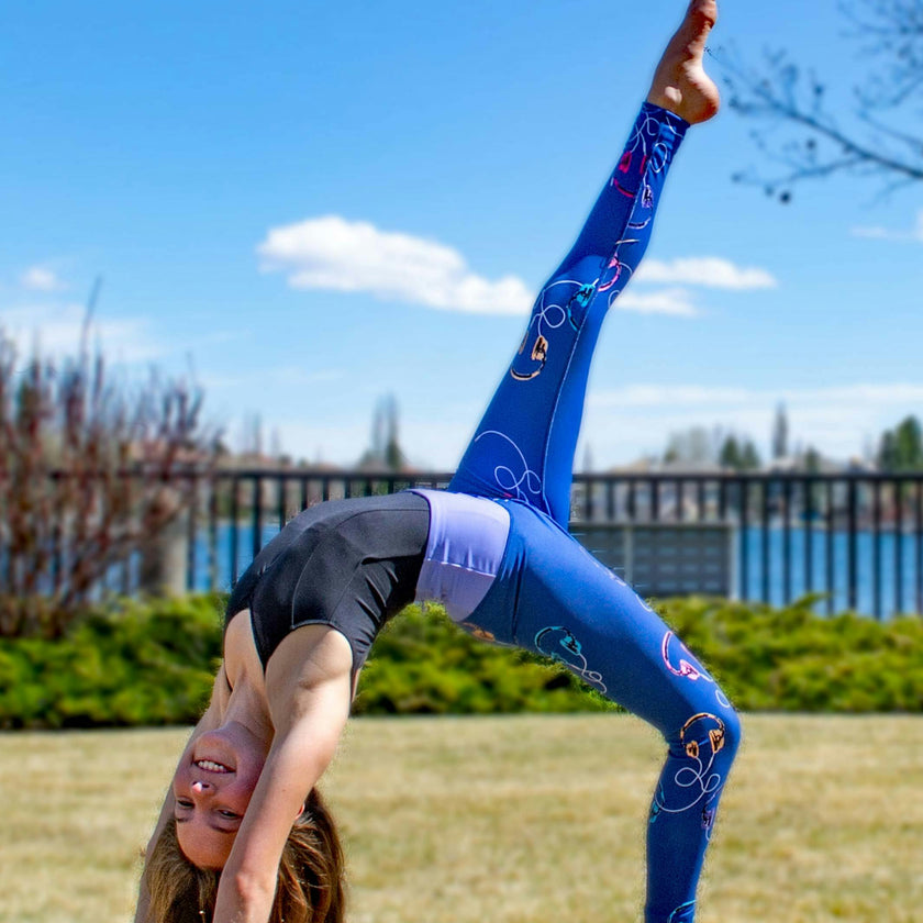 Catie - Printed Blue Activewear Leggings
