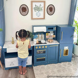 Little Chef Atlanta Large Modular Play Kitchen - Stone Blue/Gold
