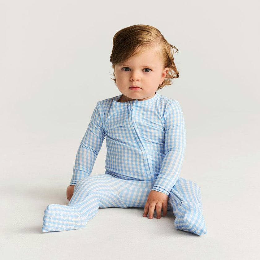 Blue Gingham Convertible One Piece