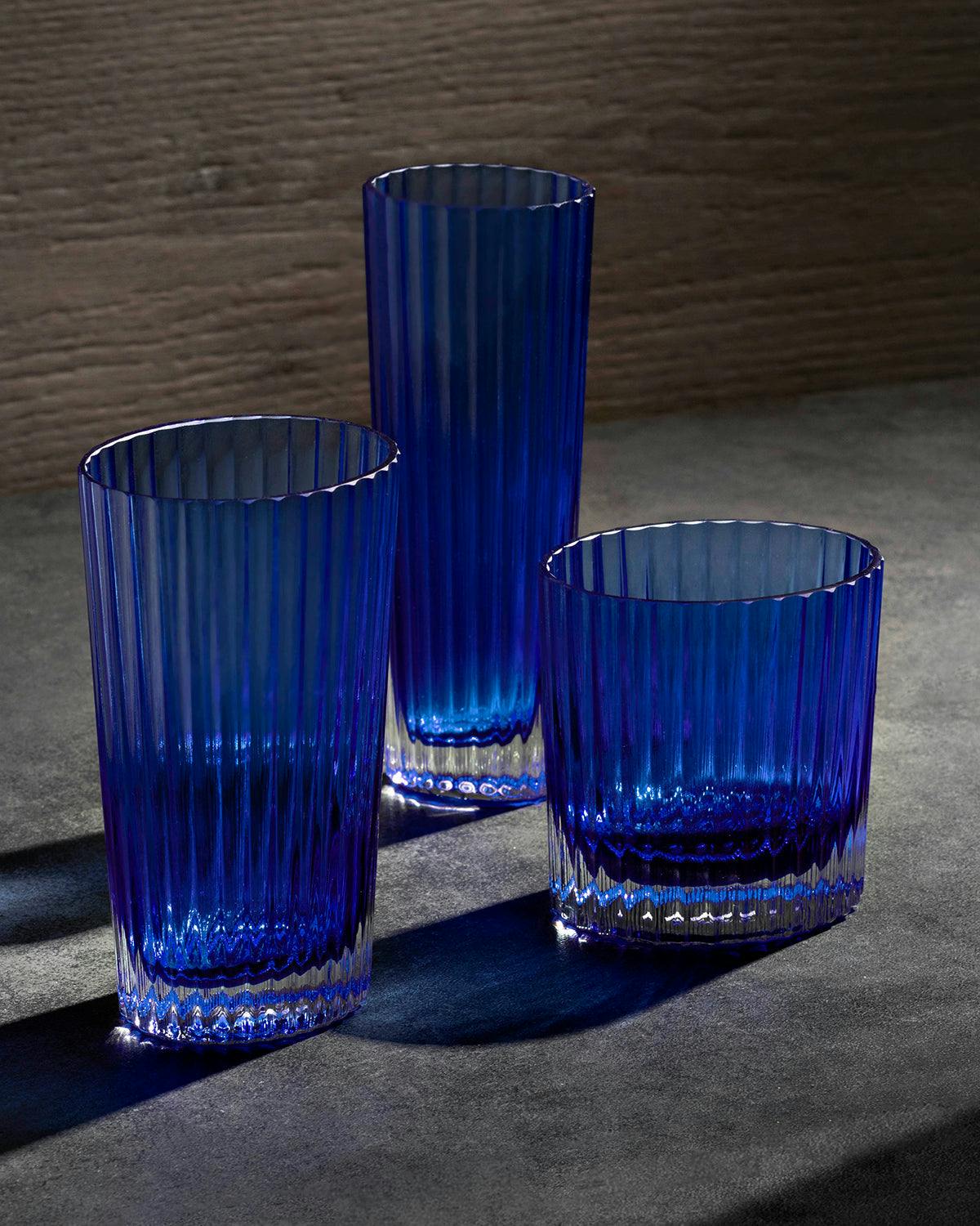 Champagne Glasses NASTRI Set of 6  Blue 7.5 oz, H 6.5