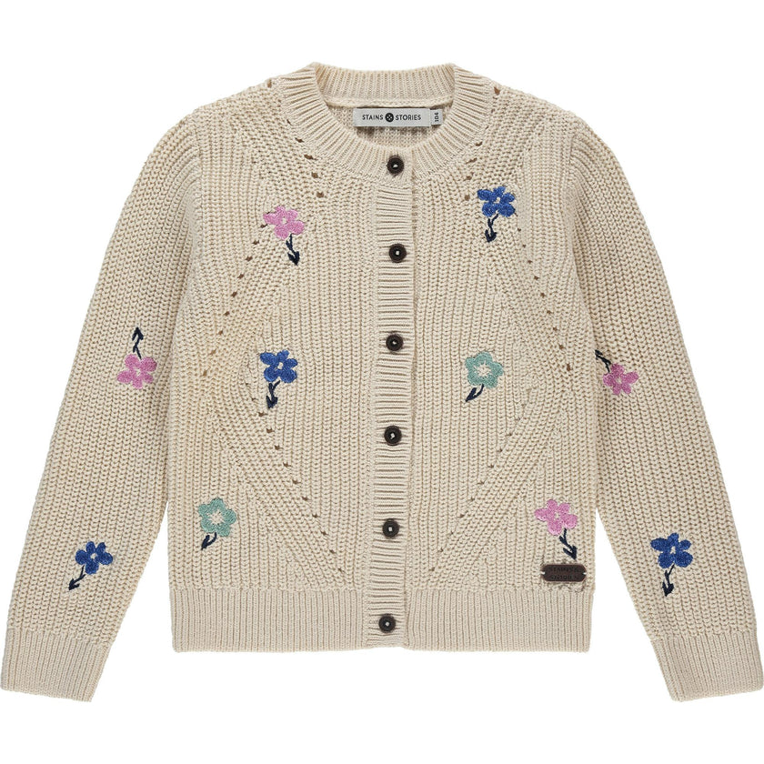 Embroidered Flower Knit Cardigan