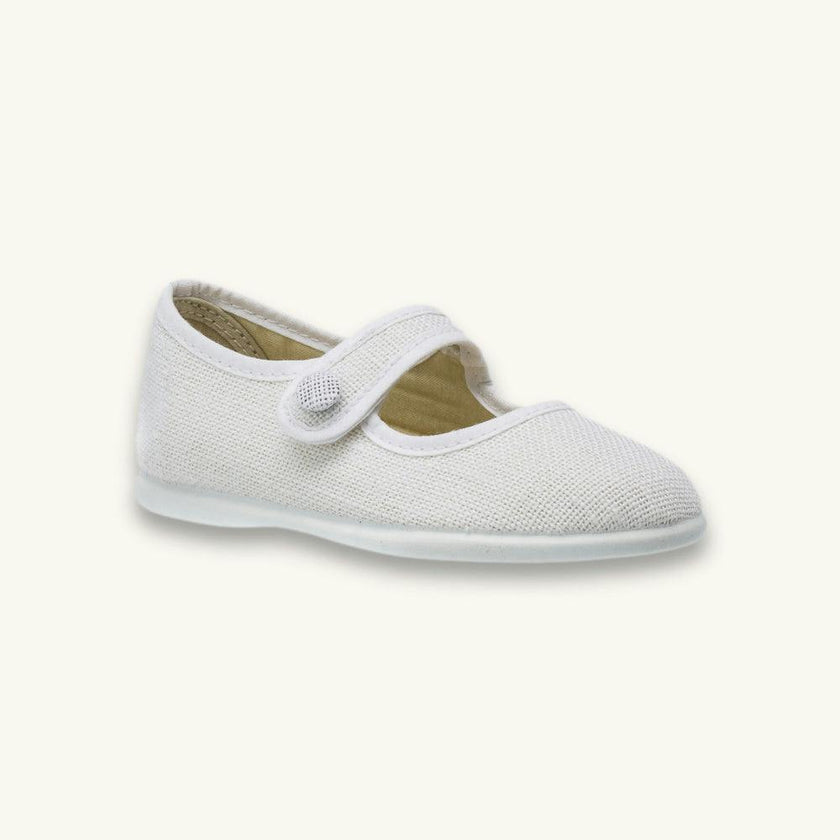 Linen Mary Jane | White