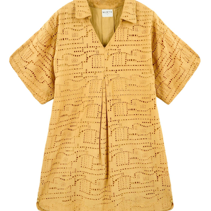 Lanai Popover Dress in Golden Eyelet