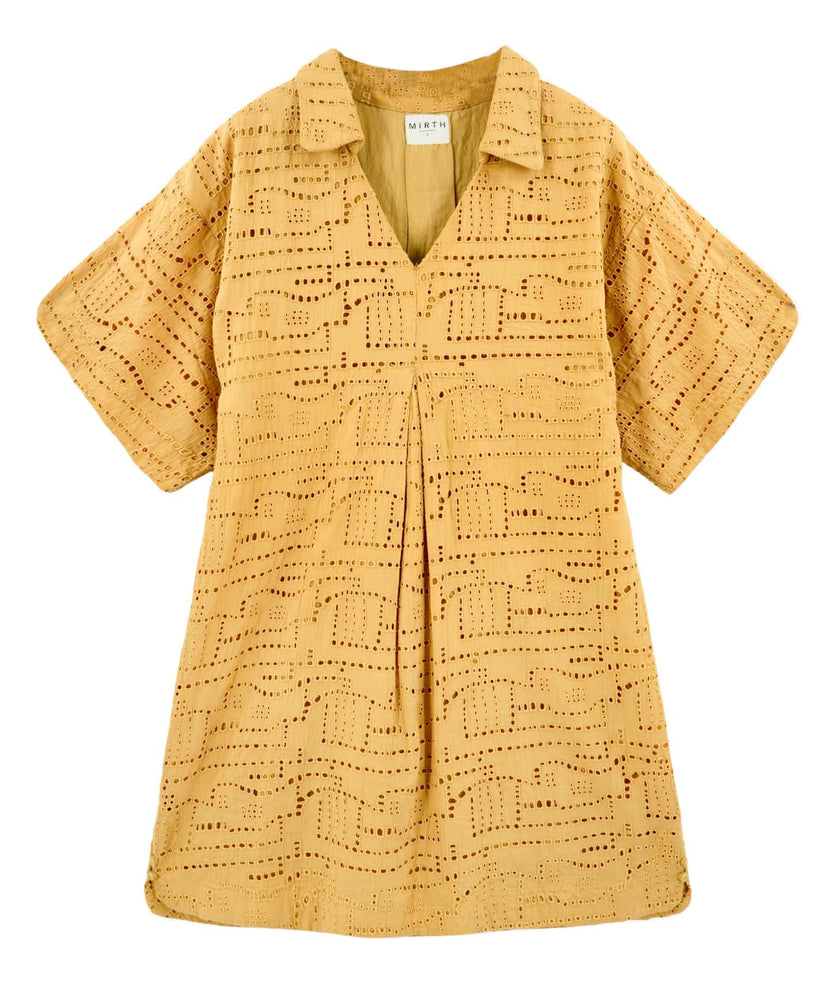 Lanai Popover Dress in Golden Eyelet
