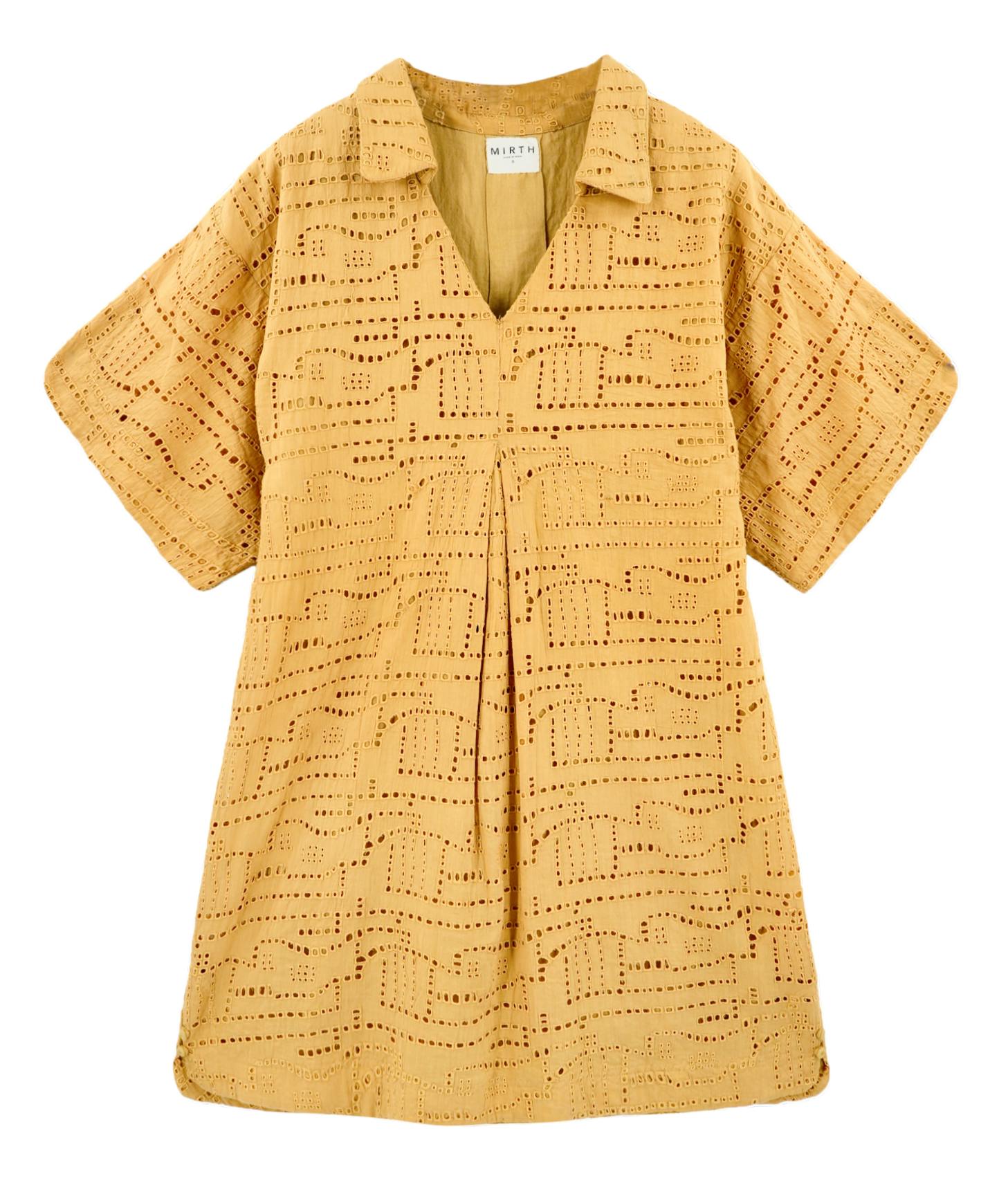 Lanai Popover Dress in Golden Eyelet