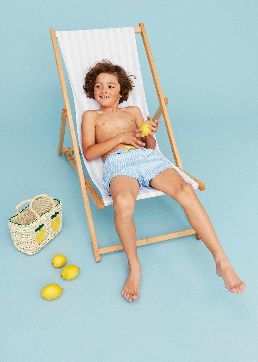 SCW x J&Josh Blue Gingham Swim Shorts