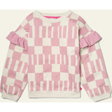 Recycled Cotton Pink Block Ruffled Sweatshirt