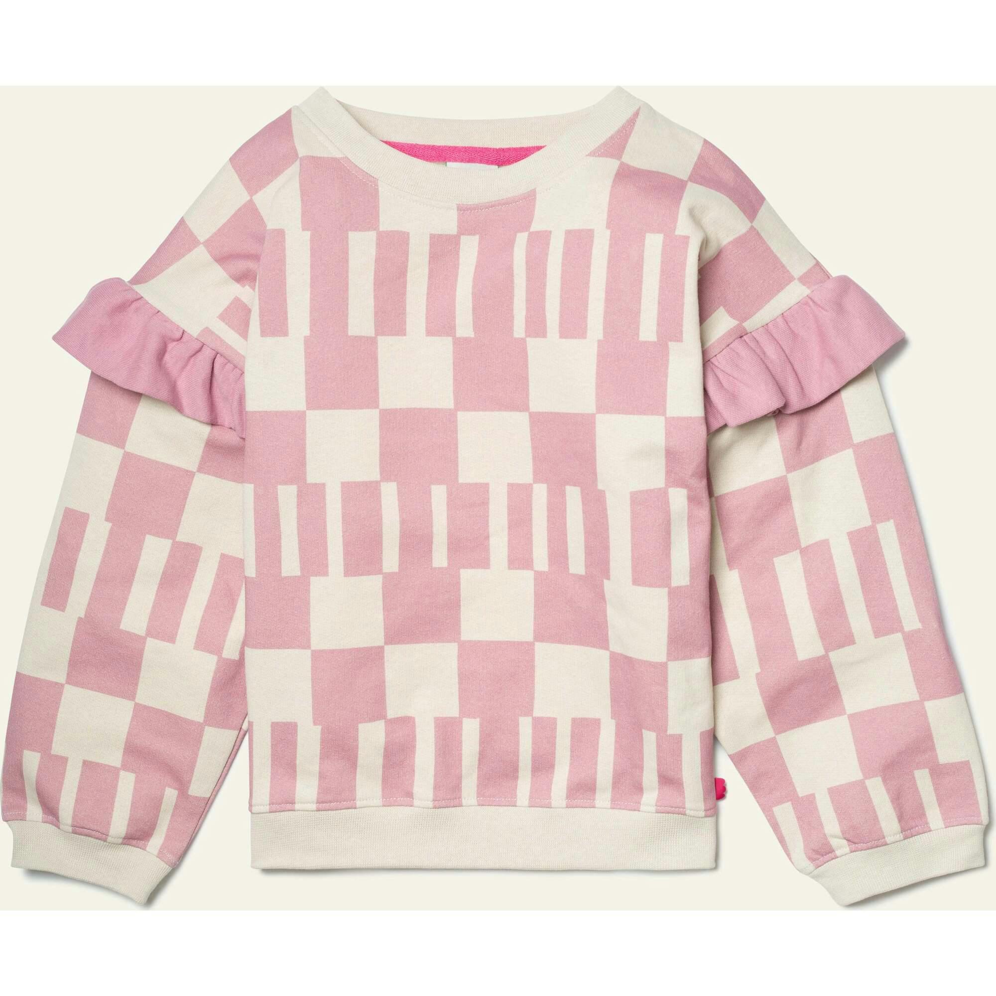 Recycled Cotton Pink Block Ruffled Sweatshirt