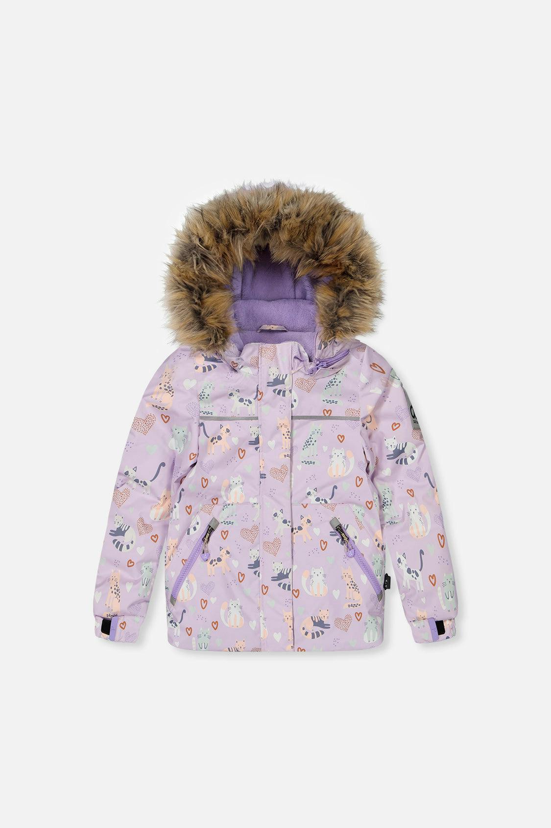 Two Piece Discover Snowsuit Purple Printed Cats