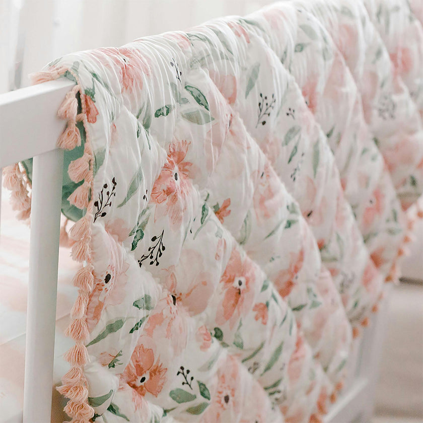 Parker Pink Floral Cotton Quilted Baby Play Mat