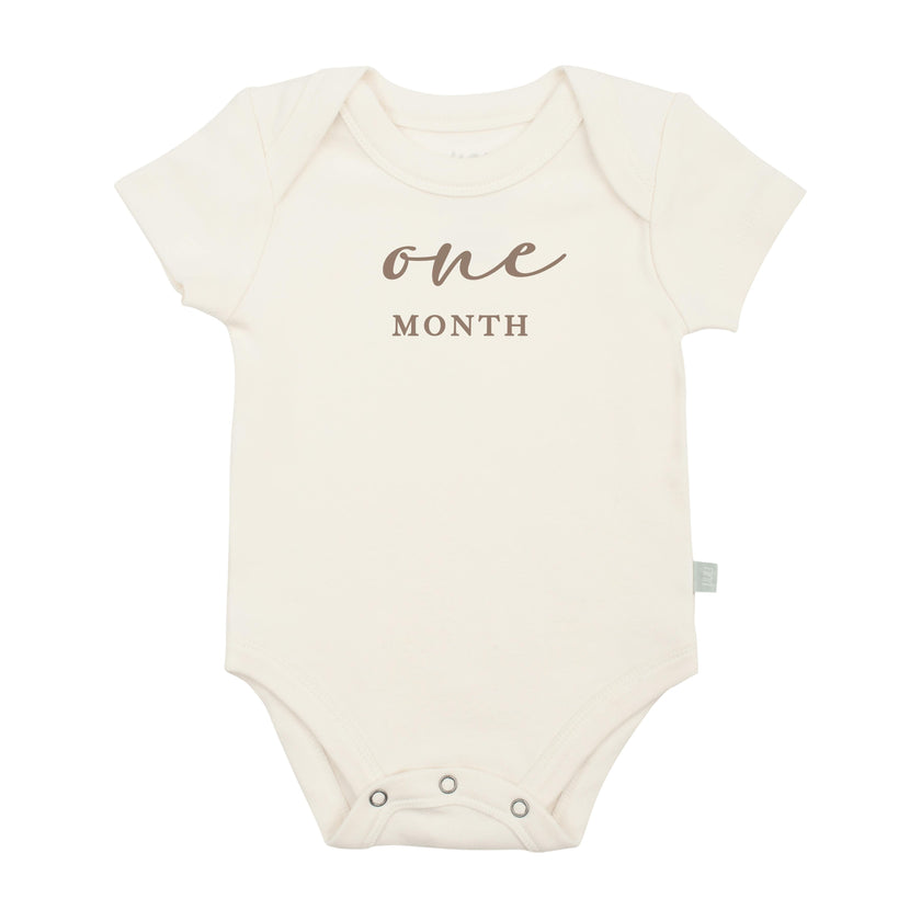graphic bodysuit | one month milestone taupe
