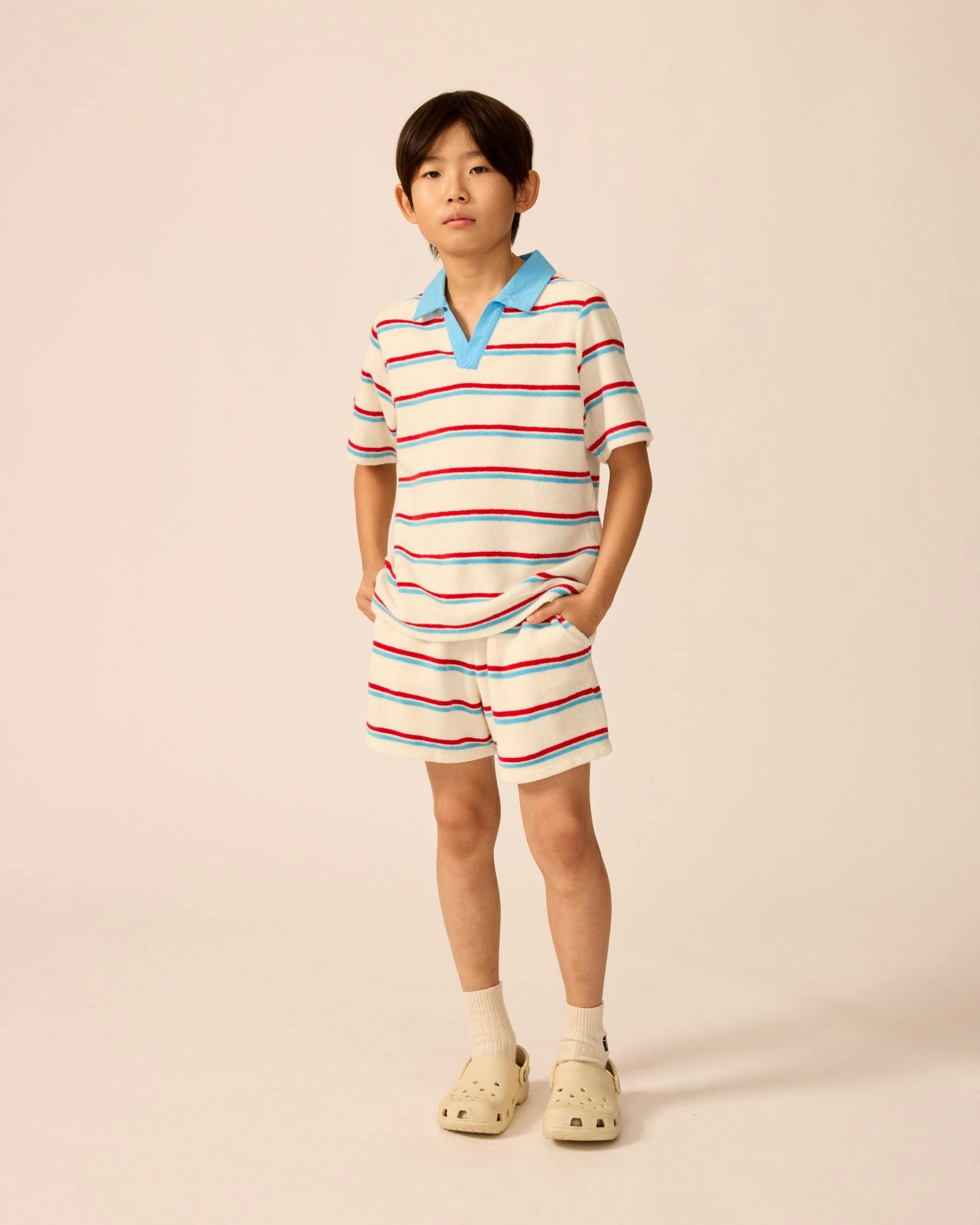 Organic Weekend Shorts in Terry Stripe