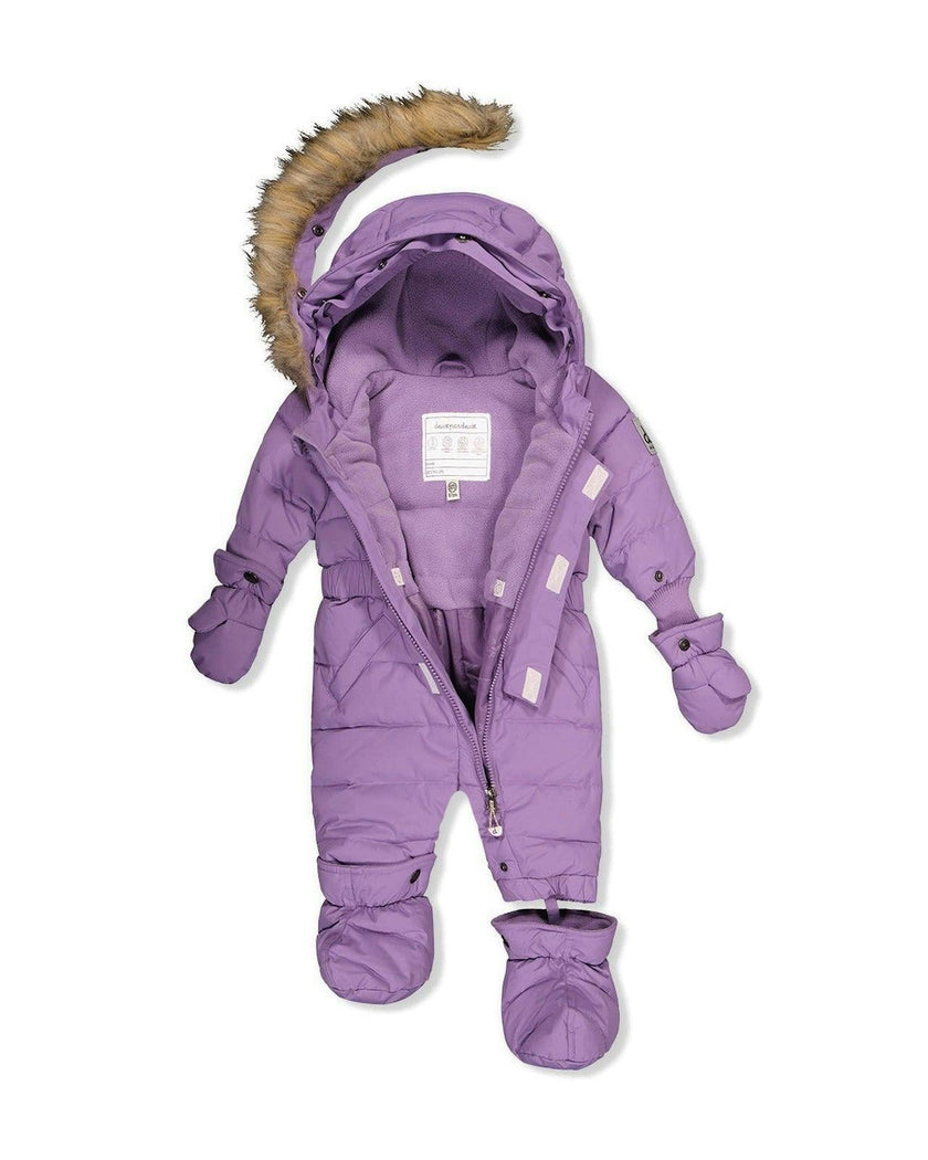 Baby Original One Piece Puffy Snowsuit With Removable Mittens And Boots Violet