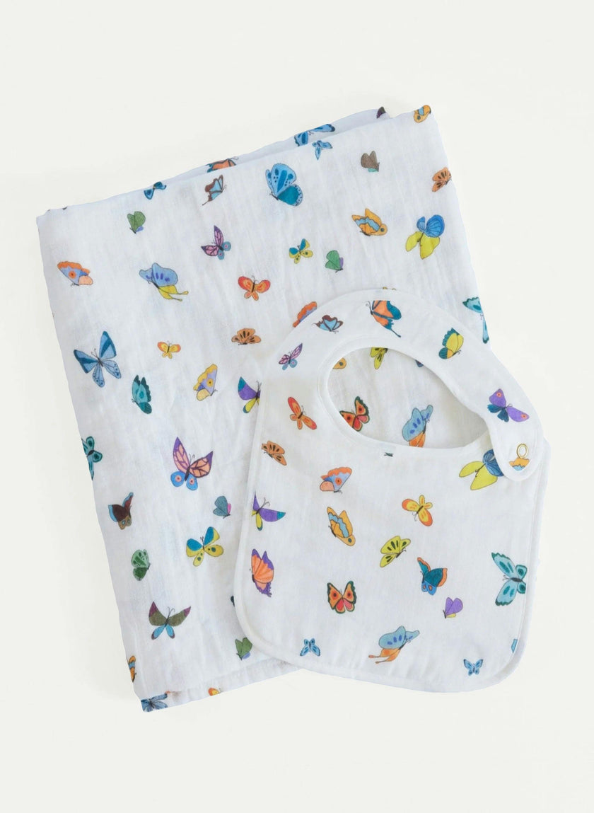 Baby Bib & Shawl Blanket Set - Madame Butterfly