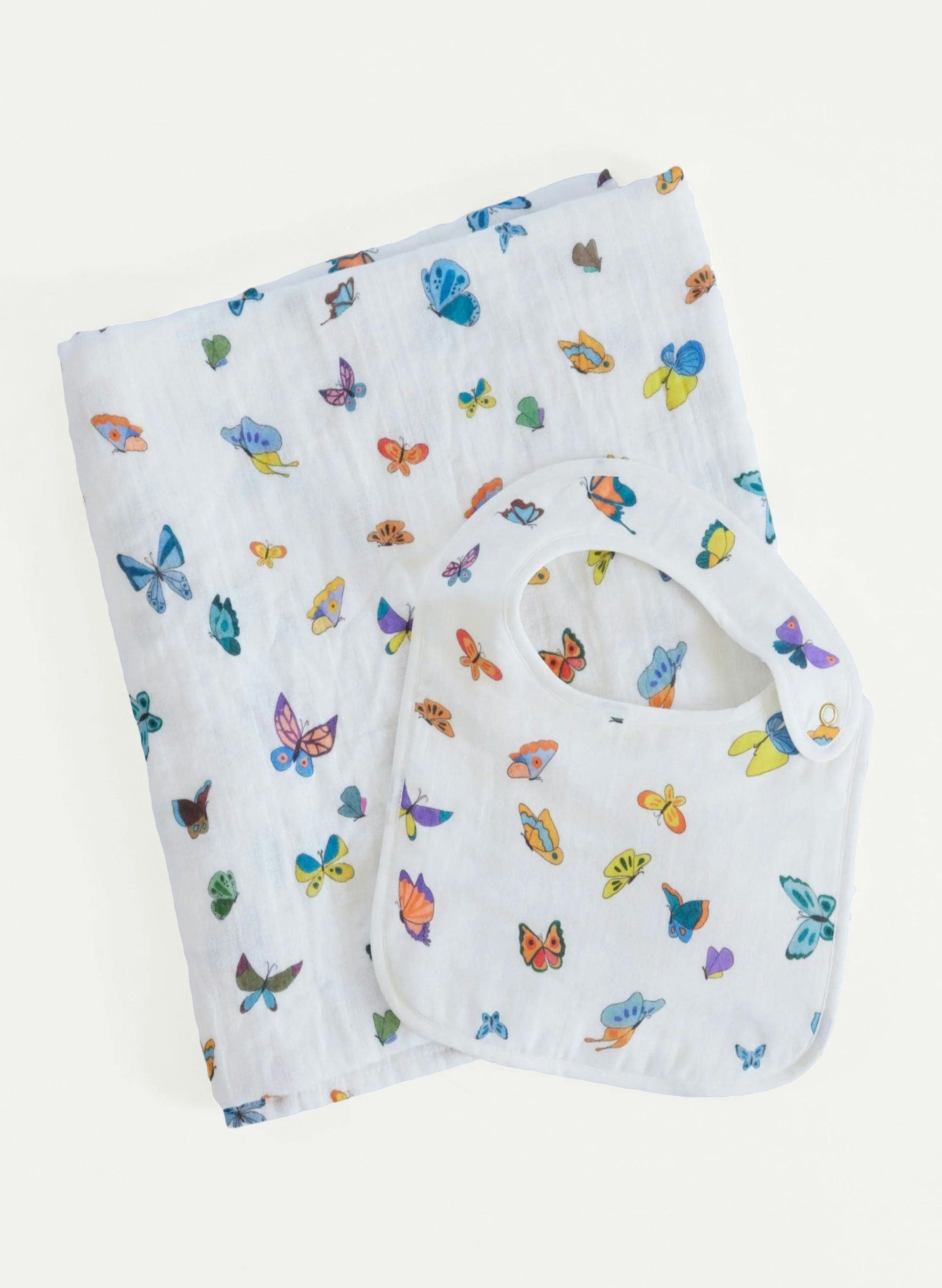 Baby Bib & Shawl Blanket Set - Madame Butterfly