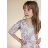 Reese Print Round Neck Elbow Sleeve Twirl Dress