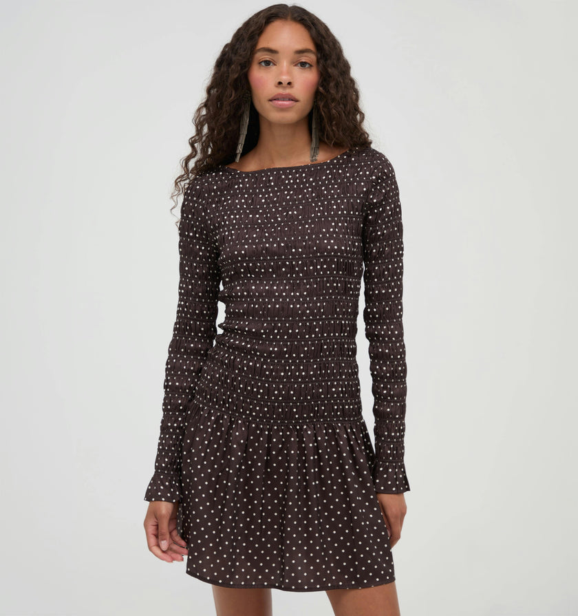 The Dalia Mini Nap Dress - Duke Dot Chocolate