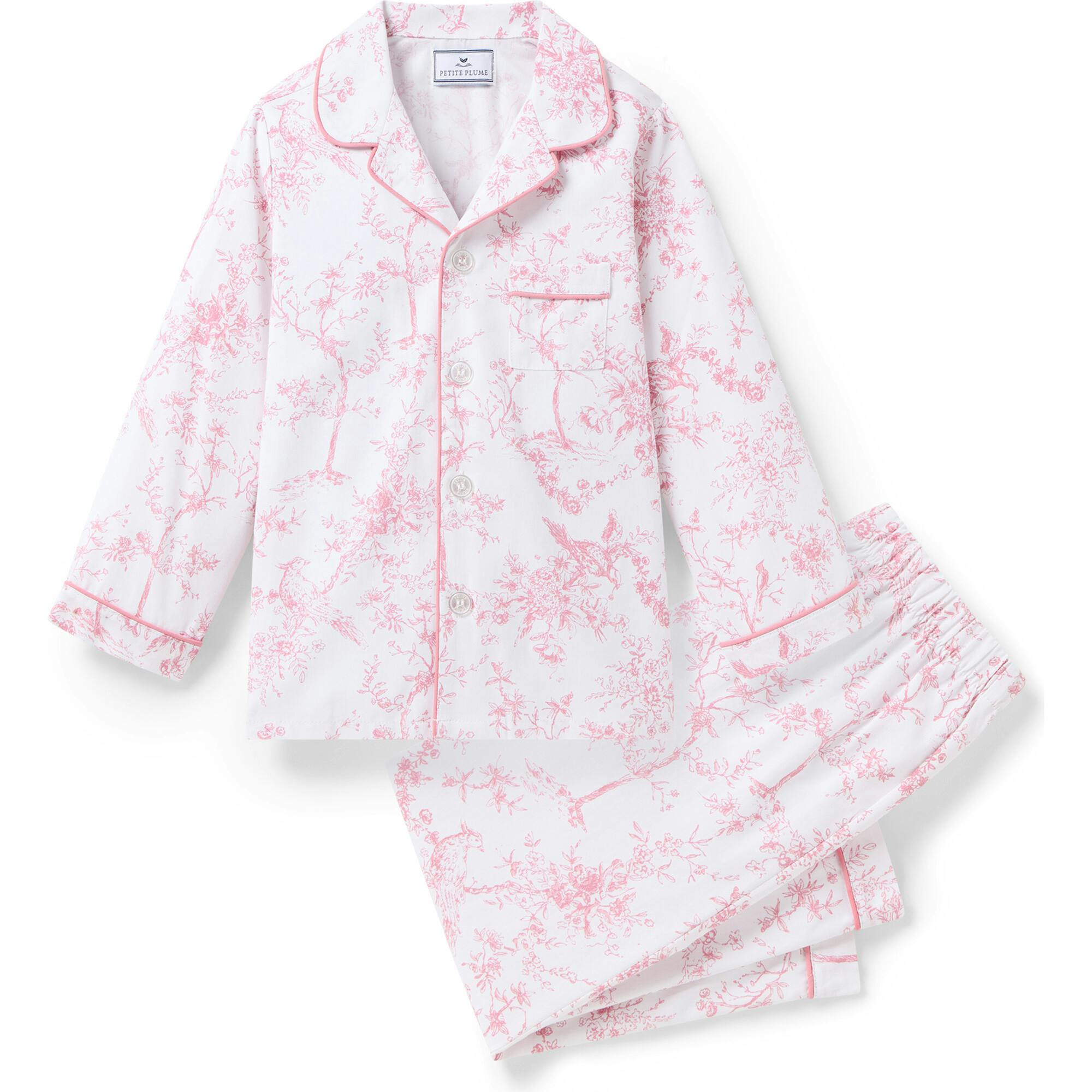 Kid's Twill Pajama Set in Pink Timeless Toile