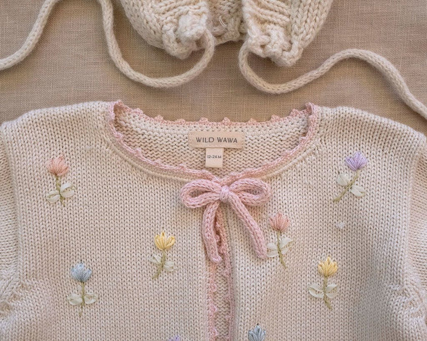 Embroidered Bolero in Pink/Natural