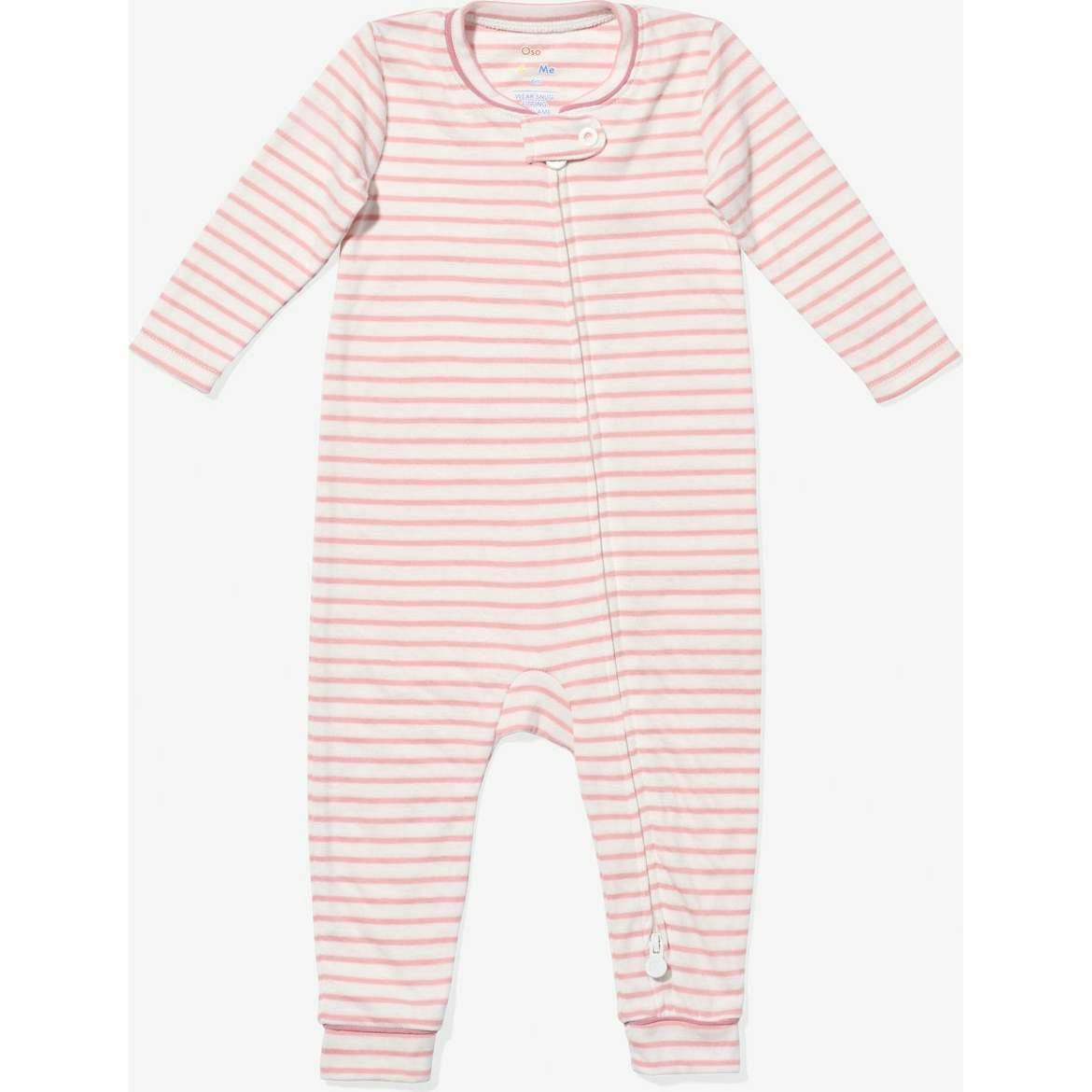 Ziggy Zip Romper, Dusty Rose Mini Stripe