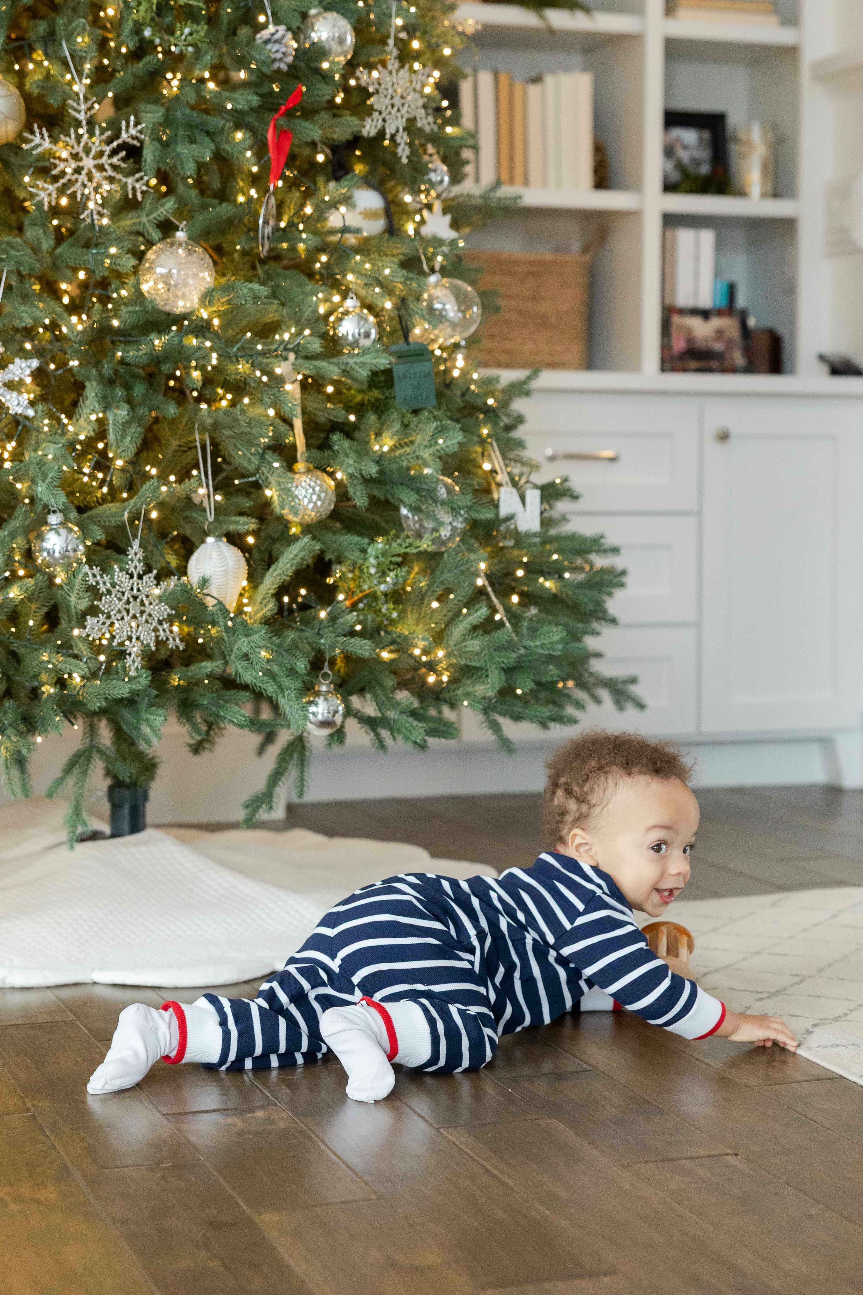 Stripe Knit Longall with Golf Cart & Christmas Tree