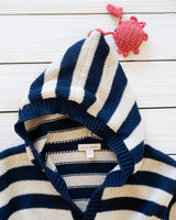 Little Mariner Hoodie in Navy Stripe