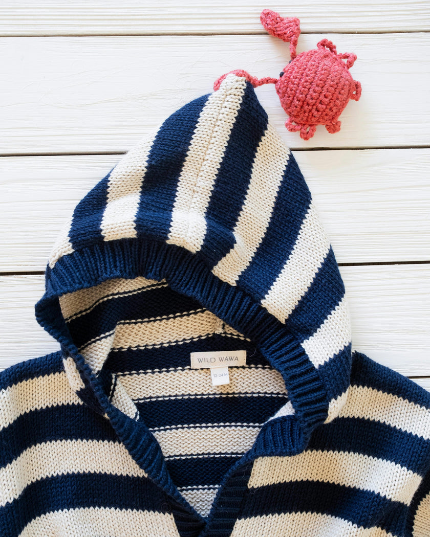 Little Mariner Hoodie in Navy Stripe