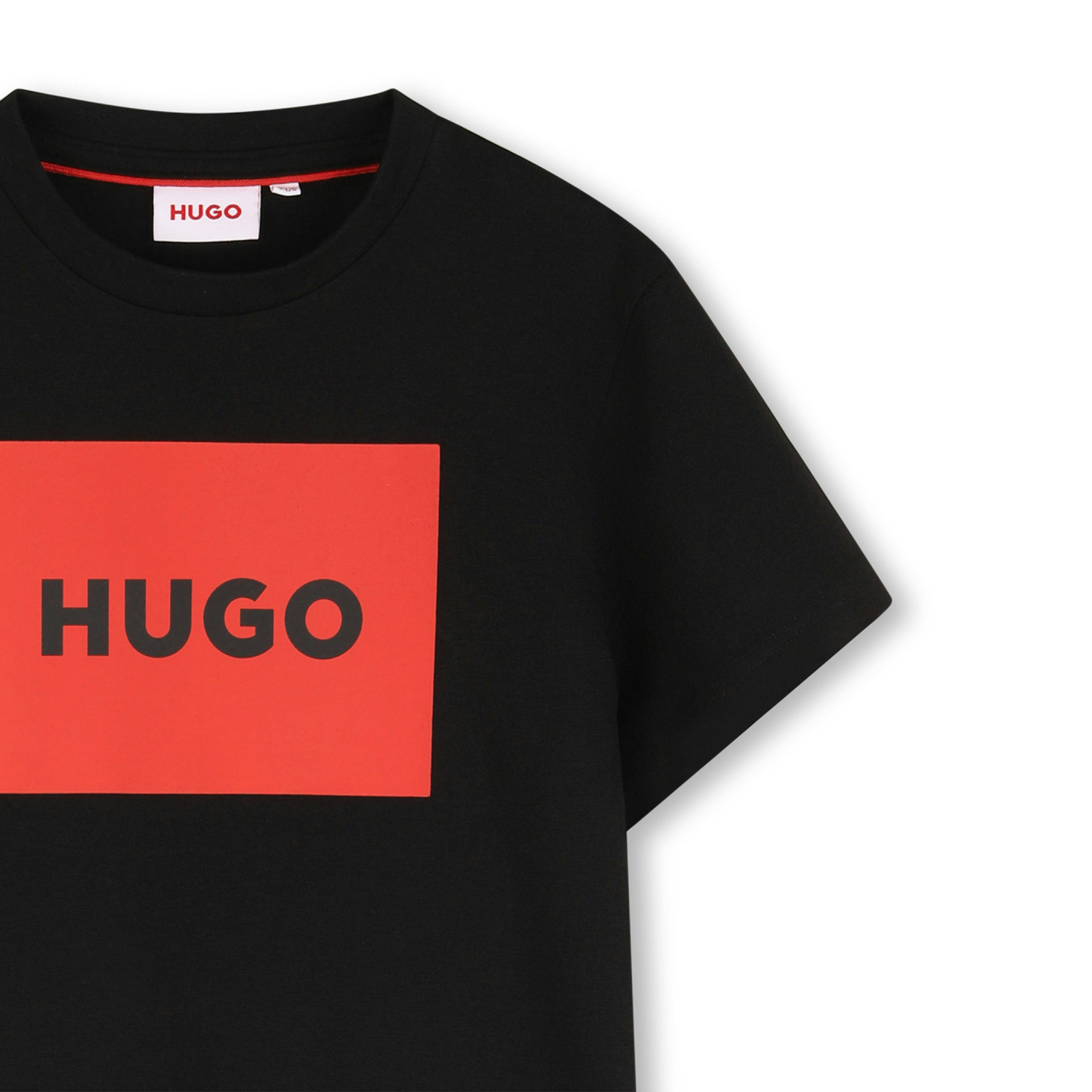 Black Regular-fit T-shirt in Cotton with Red Logo