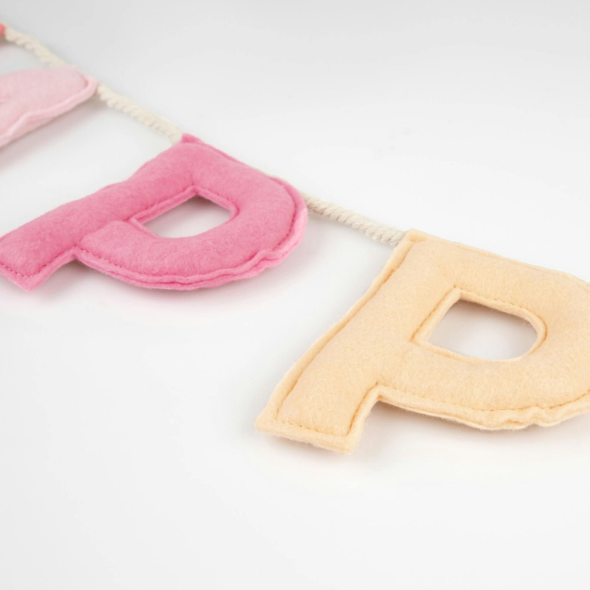 Pink Happy Birthday Felt Garland