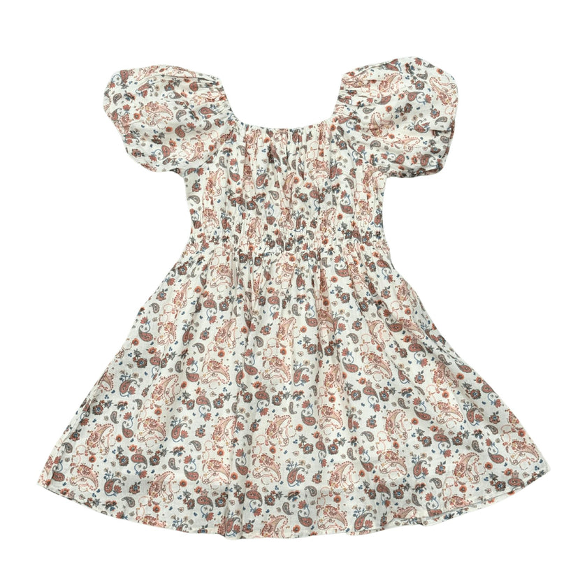 Peasant Bubble Sleeve Dress Isabella Paisley