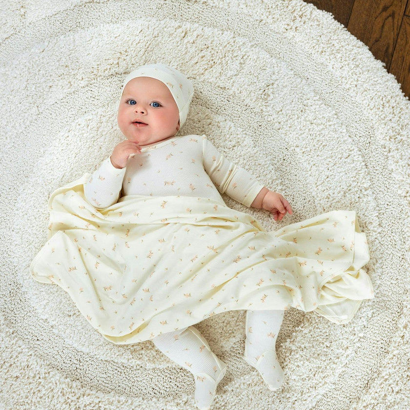 Bamboo Ribbed Floral Footie