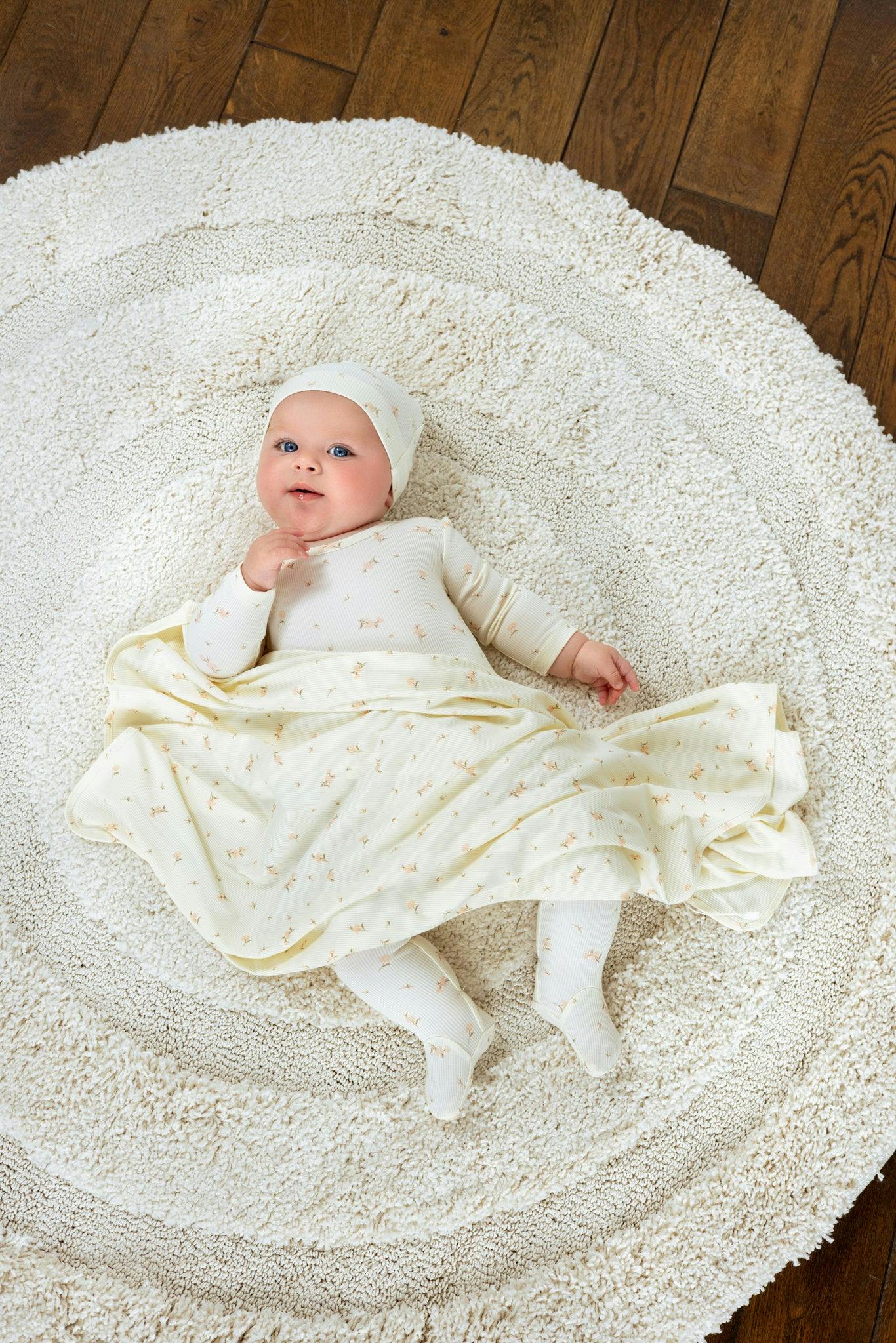 Bamboo Ribbed Floral Footie