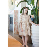 Pleated Garden 3/4 Sleeve Dress