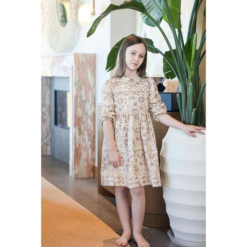 Pleated Garden 3/4 Sleeve Dress