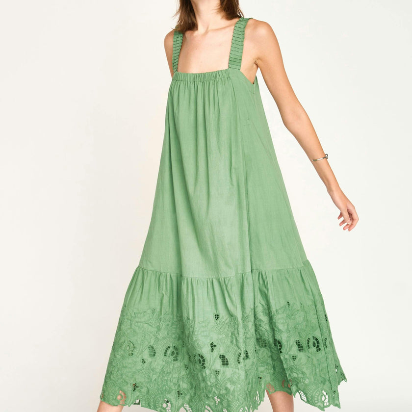 Monaco Dress in Mint Embroidered Deco (Starts Shipping April 10th)
