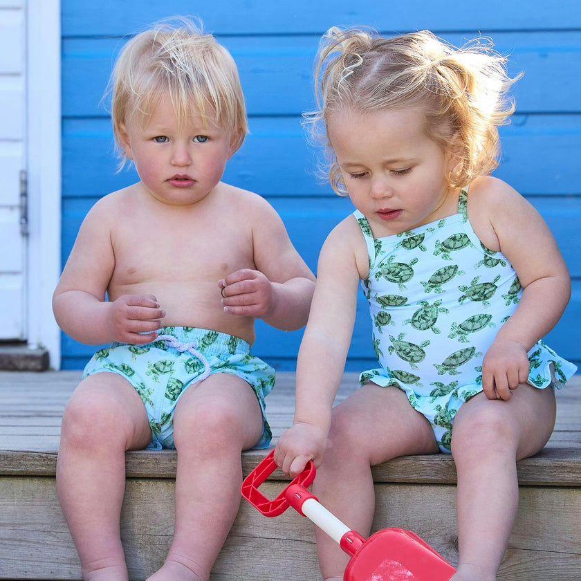 Baby Peplum Swimsuit in Turtle