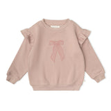 Organic Fleece Ruffle Sleeve Sweatshirt - Bow
