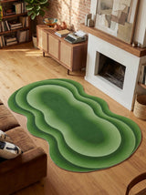 Green Modern Abstract Wavy Area Rug by Juan Marquez