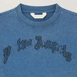 Blue Curved Logo Faded T-Shirt