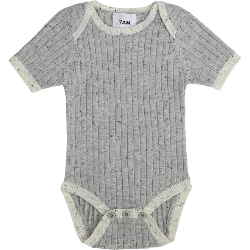 Ribbed Knit Short Sleeve Retro Bodysuit