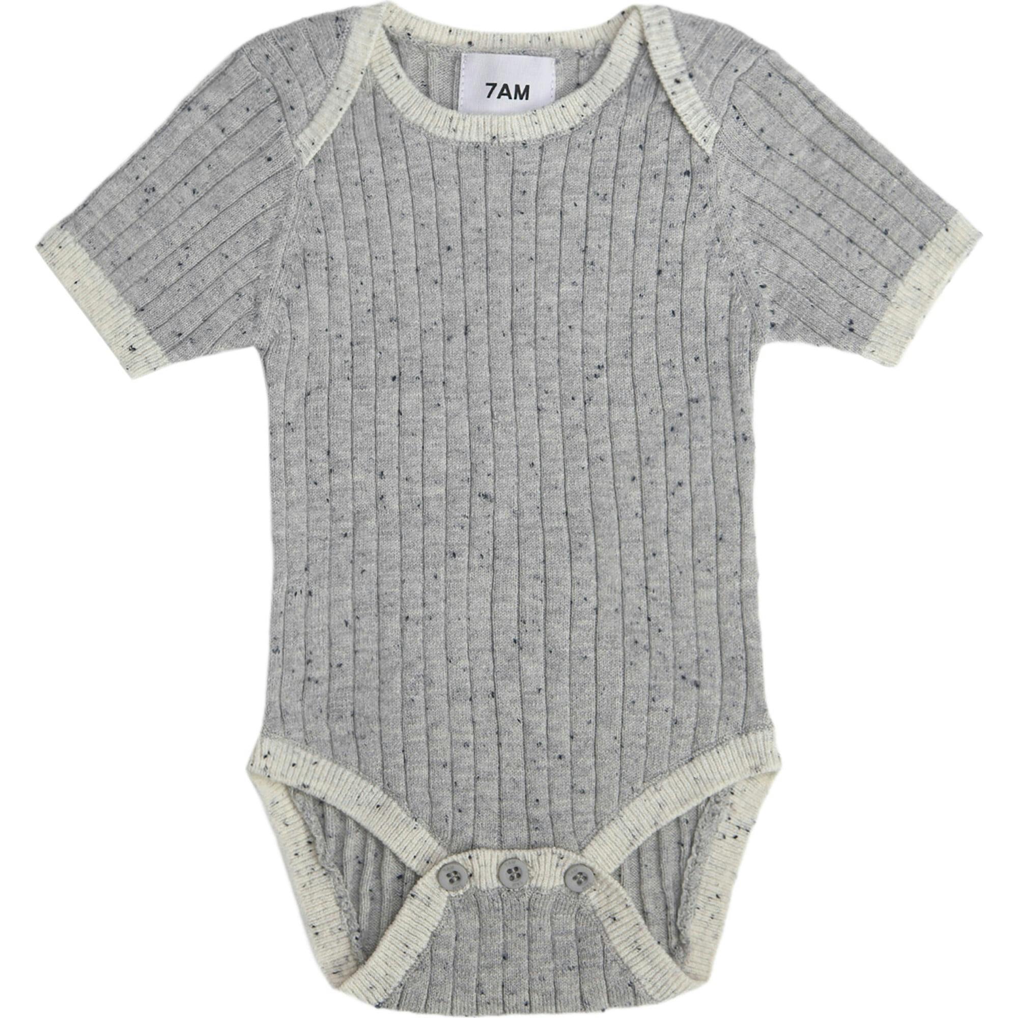 Ribbed Knit Short Sleeve Retro Bodysuit